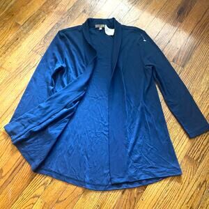 Lilla P Pima Cotton Cardigan M Navy Blue Open Front Lightweight Cardigan Capsule